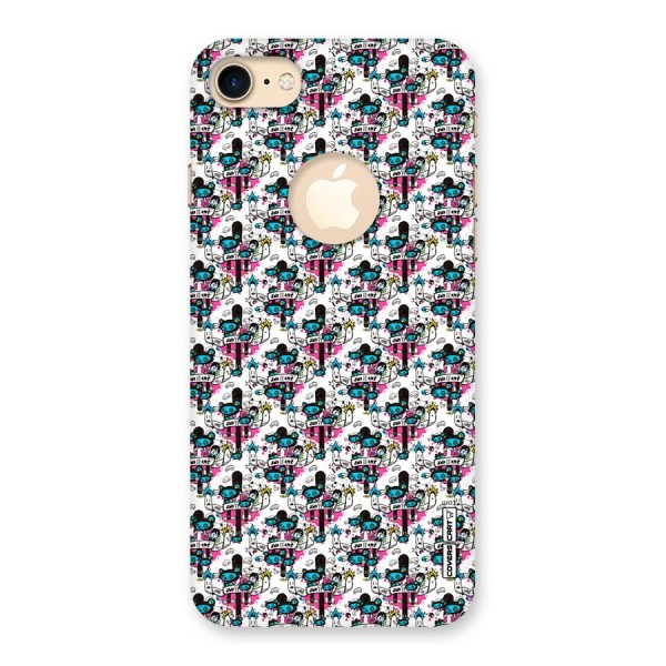Blue Pink Pattern Back Case for iPhone 7 Logo Cut