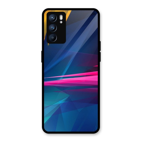 Blue Red Abstract Glass Back Case for Oppo Reno6 5G