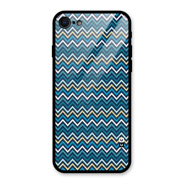Blue Shades Chevron Pattern Glass Back Case for iPhone SE 2022