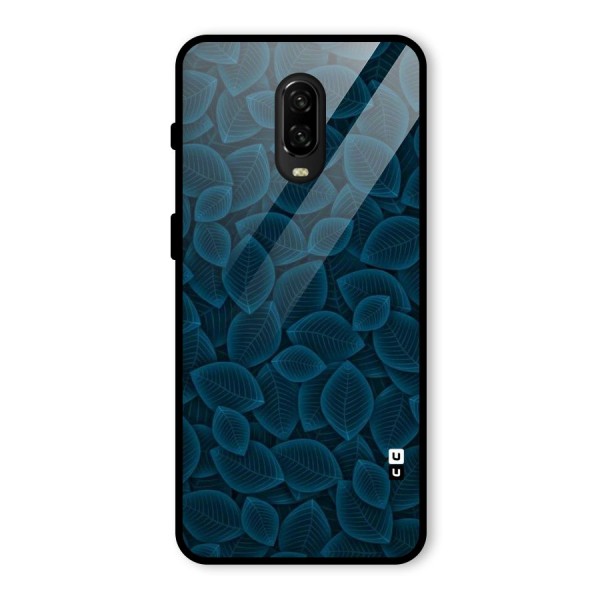 Blue Thin Leaves Glass Back Case for OnePlus 6T