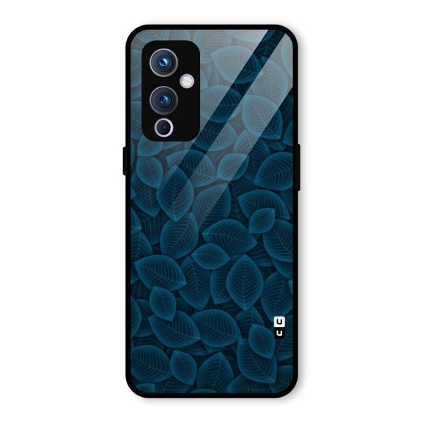 Blue Thin Leaves Glass Back Case for OnePlus 9