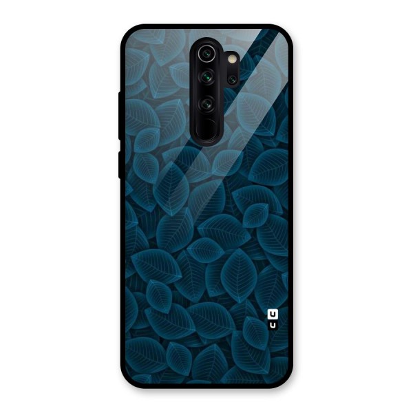 Blue Thin Leaves Glass Back Case for Redmi Note 8 Pro