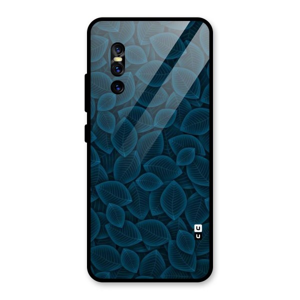 Blue Thin Leaves Glass Back Case for Vivo V15 Pro