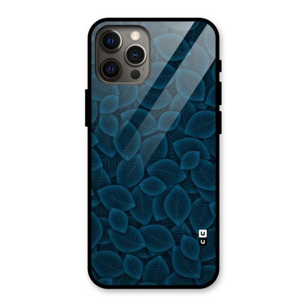 Blue Thin Leaves Glass Back Case for iPhone 12 Pro Max