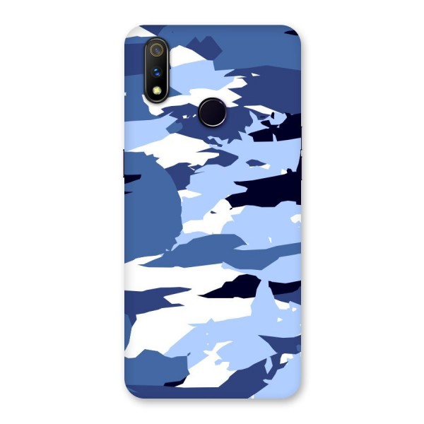 Blue White Canvas Back Case for Realme 3 Pro