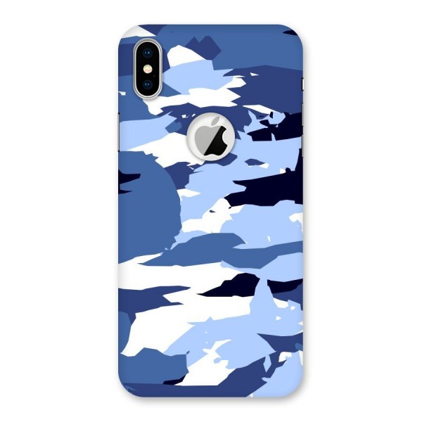 Blue White Canvas Back Case for iPhone X Logo Cut