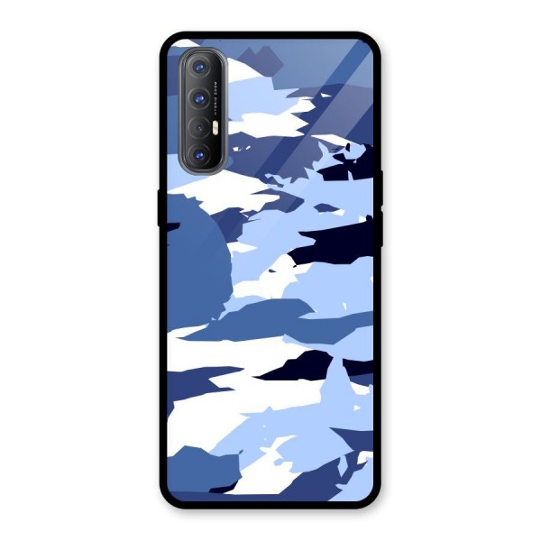 Blue White Canvas Glass Back Case for Oppo Reno3 Pro
