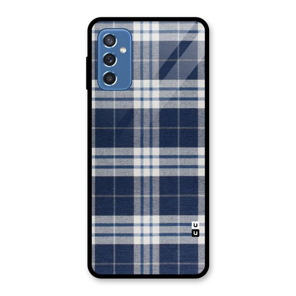 Blue White Check Glass Back Case for Galaxy M52 5G