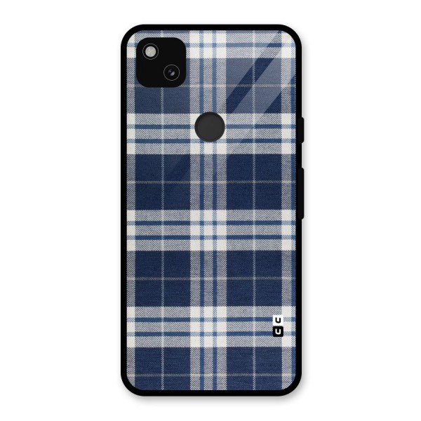 Blue White Check Glass Back Case for Google Pixel 4a