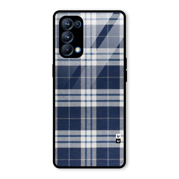 Blue White Check Glass Back Case for Oppo Reno5 Pro 5G