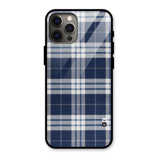 Blue White Check Glass Back Case for iPhone 12 Pro Max