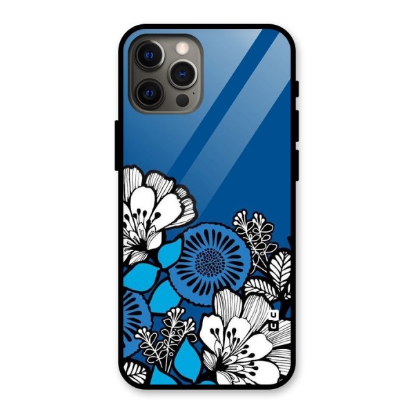 Blue White Flowers Glass Back Case for iPhone 12 Pro Max