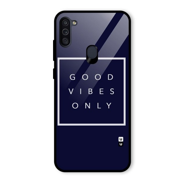 Blue White Vibes Glass Back Case for Galaxy M11