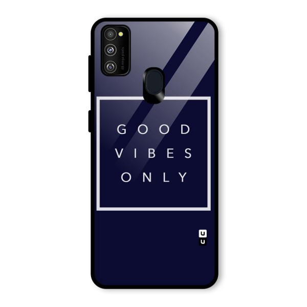 Blue White Vibes Glass Back Case for Galaxy M21