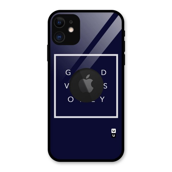 Blue White Vibes Glass Back Case for iPhone 11 Logo Cut
