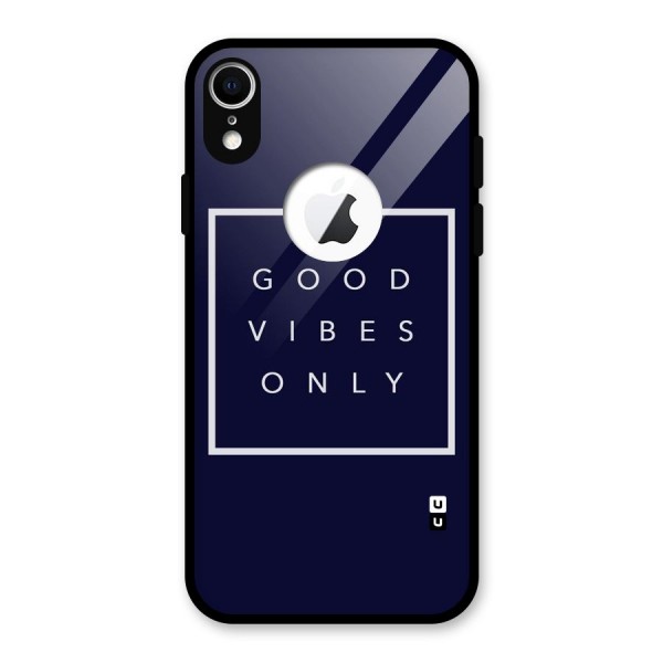 Blue White Vibes Glass Back Case for iPhone XR Logo Cut