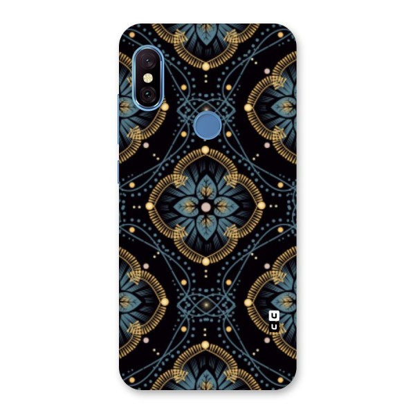 Blue With Black Flower Back Case for Redmi Note 6 Pro