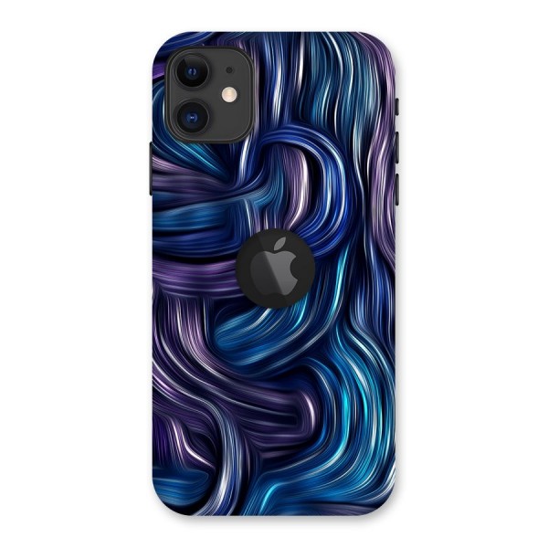 Blue and Purple Oil Paint Back Case for iPhone 11 Logo Cut