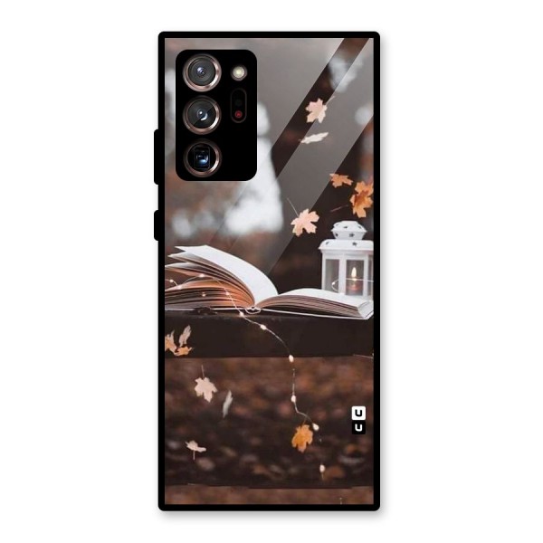 Book and Fall Leaves Glass Back Case for Galaxy Note 20 Ultra