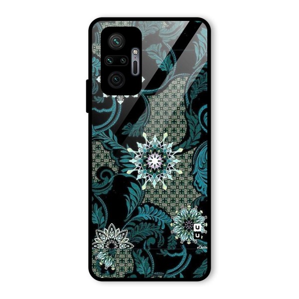Bottle Green Floral Glass Back Case for Redmi Note 10 Pro Max