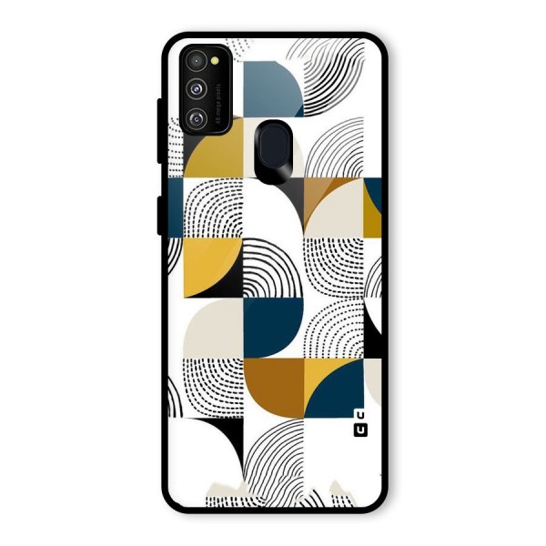 Boxes Pattern Glass Back Case for Galaxy M21