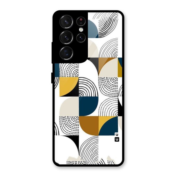 Boxes Pattern Glass Back Case for Galaxy S21 Ultra 5G