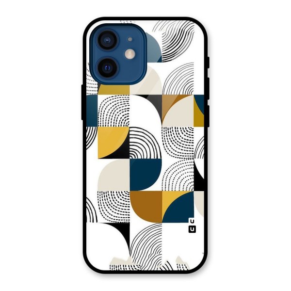 Boxes Pattern Glass Back Case for iPhone 12 Mini