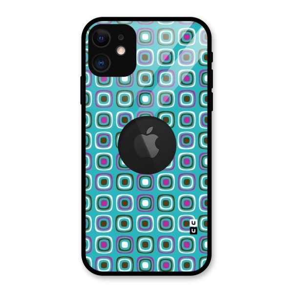 Boxes Tiny Pattern Glass Back Case for iPhone 11 Logo Cut