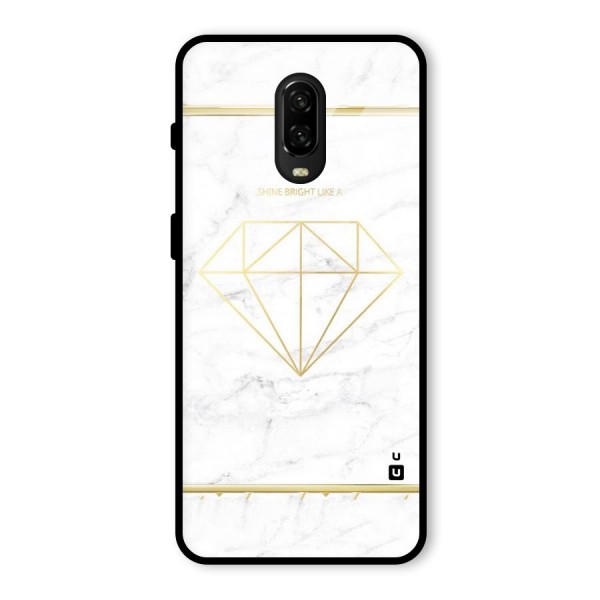 Bright Gold Diamond Glass Back Case for OnePlus 6T