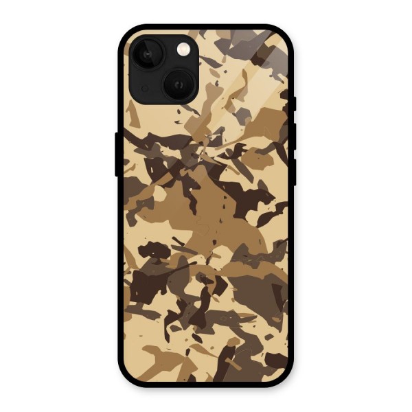 Brown Camouflage Army Glass Back Case for iPhone 13
