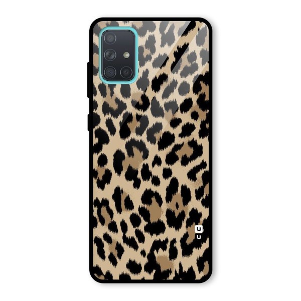 Brown Leapord Print Glass Back Case for Galaxy A71