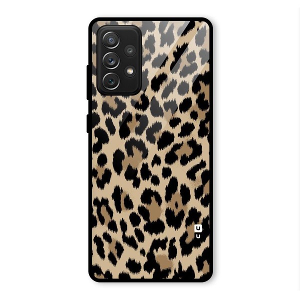 Brown Leapord Print Glass Back Case for Galaxy A72