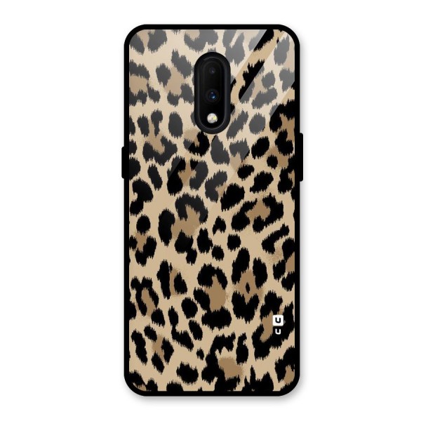 Brown Leapord Print Glass Back Case for OnePlus 7