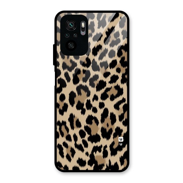 Brown Leapord Print Glass Back Case for Redmi Note 10S