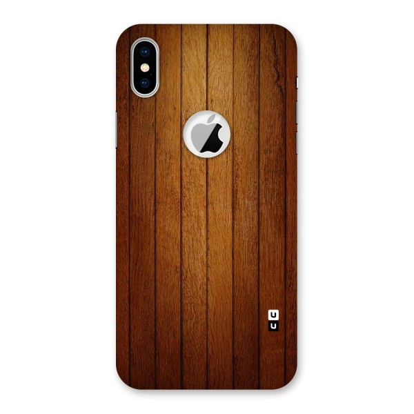 Brown Wood Design Back Case for iPhone X Logo Cut