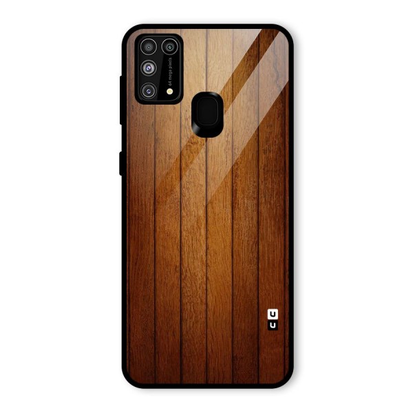 Brown Wood Design Glass Back Case for Galaxy M31