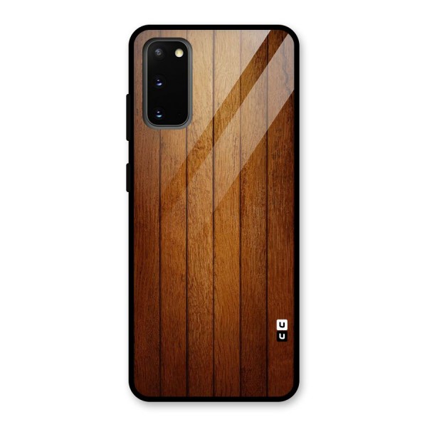 Brown Wood Design Glass Back Case for Galaxy S20