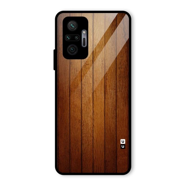 Brown Wood Design Glass Back Case for Redmi Note 10 Pro