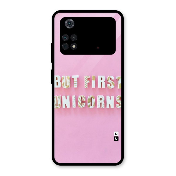 But First Unicorns Glass Back Case for Poco M4 Pro 4G