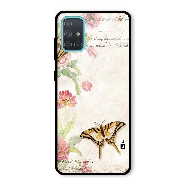 Butterfly Floral Glass Back Case for Galaxy A71