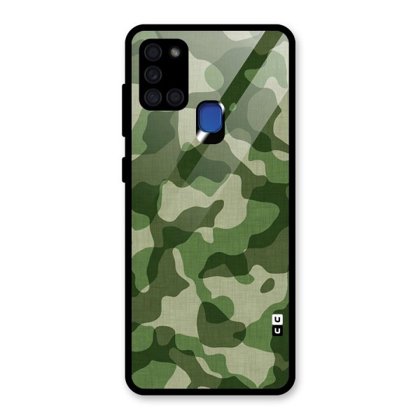 Camouflage Pattern Art Glass Back Case for Galaxy A21s