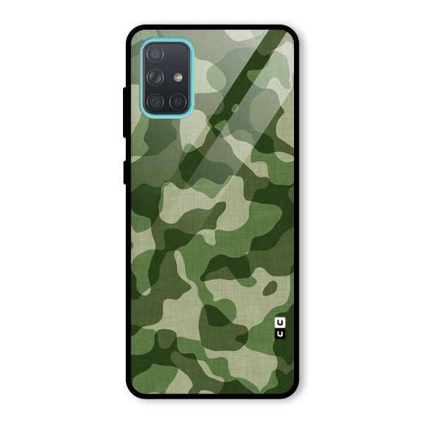 Camouflage Pattern Art Glass Back Case for Galaxy A71