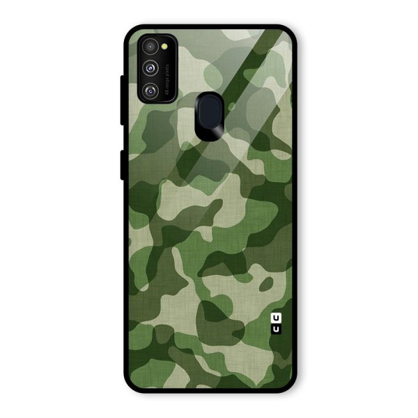 Camouflage Pattern Art Glass Back Case for Galaxy M21