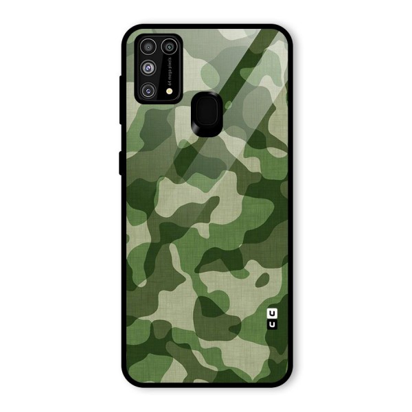 Camouflage Pattern Art Glass Back Case for Galaxy M31