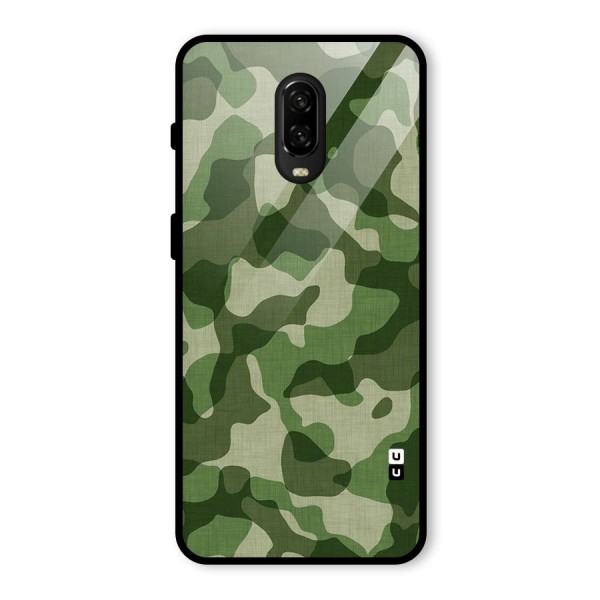 Camouflage Pattern Art Glass Back Case for OnePlus 6T
