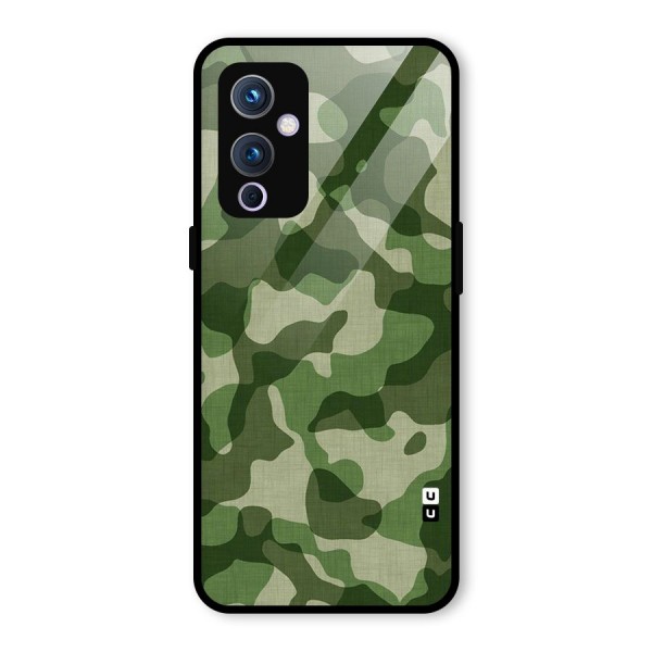 Camouflage Pattern Art Glass Back Case for OnePlus 9