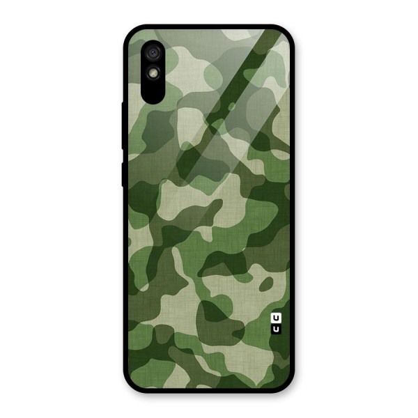Camouflage Pattern Art Glass Back Case for Redmi 9A