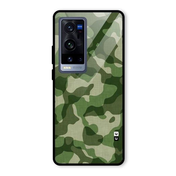 Camouflage Pattern Art Glass Back Case for Vivo X60 Pro Plus