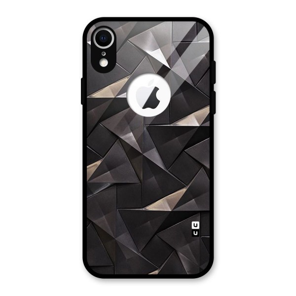 Carved Triangles Glass Back Case for iPhone XR Logo Cut