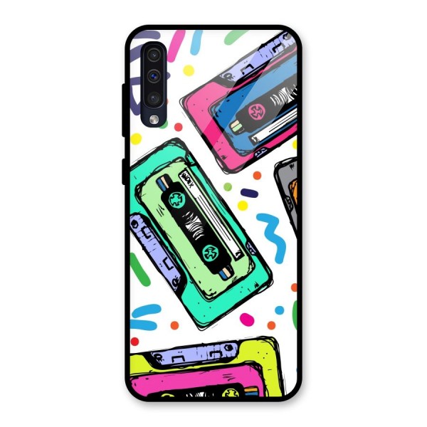 Cassette Pattern Glass Back Case for Galaxy A50
